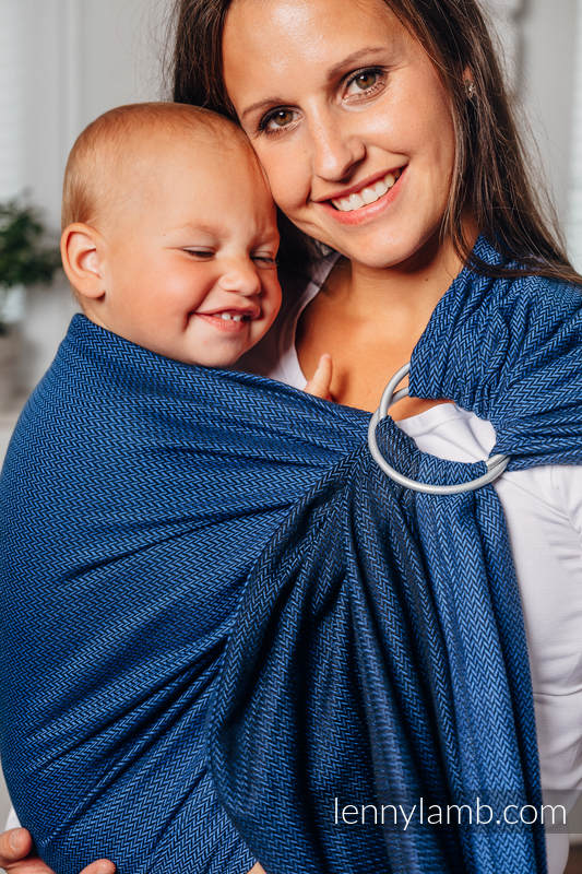 Lenny Lamb - Ring Sling - COBALT - 100% Cotton - Herringbone Weave -  with gathered shoulder - standard 1.8m COBALT