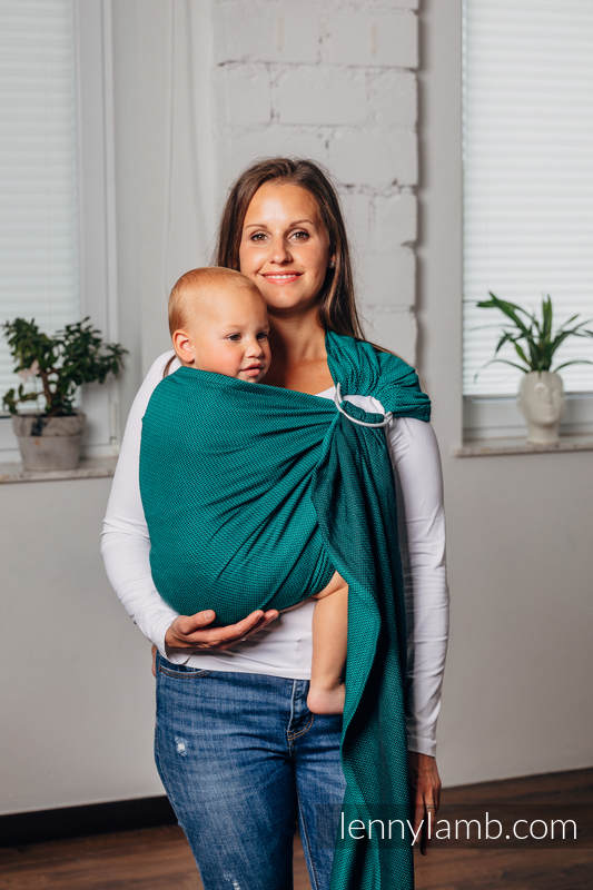 Lenny Lamb - Ring Sling - EMERALD - 100% Cotton - Herringbone Weave -  with gathered shoulder - standard 1.8m EMERALD