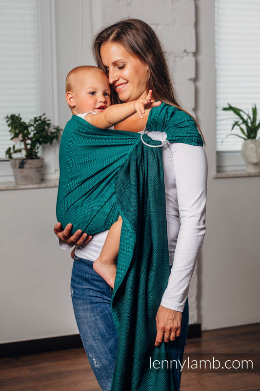 Lenny Lamb - Ring Sling - EMERALD - 100% Cotton - Herringbone Weave -  with gathered shoulder - standard 1.8m EMERALD