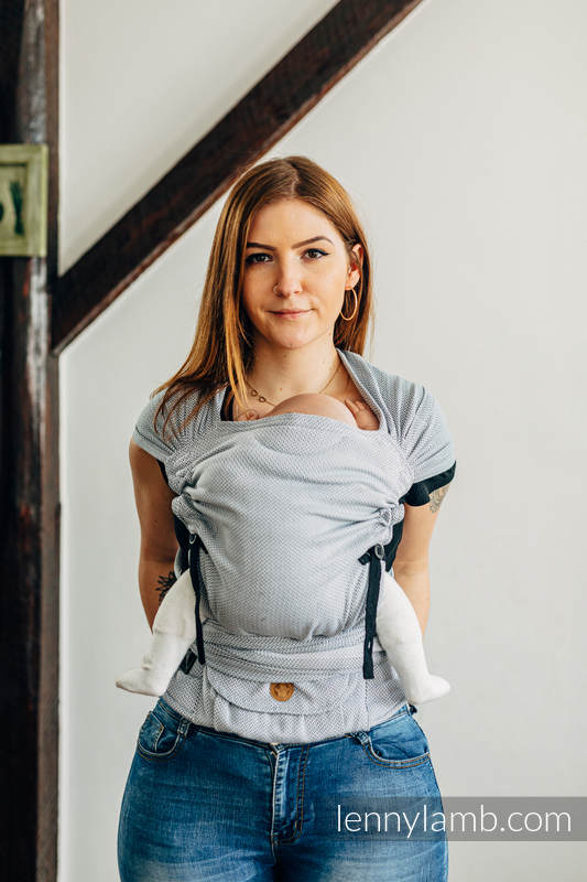 Lenny Lamb - My First Baby Carrier - LennyHybrid Half Buckle LITTLE HERRINGBONE GREY