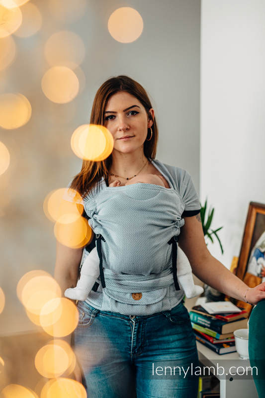 Lenny Lamb - My First Baby Carrier - LennyHybrid Half Buckle LITTLE HERRINGBONE GREY