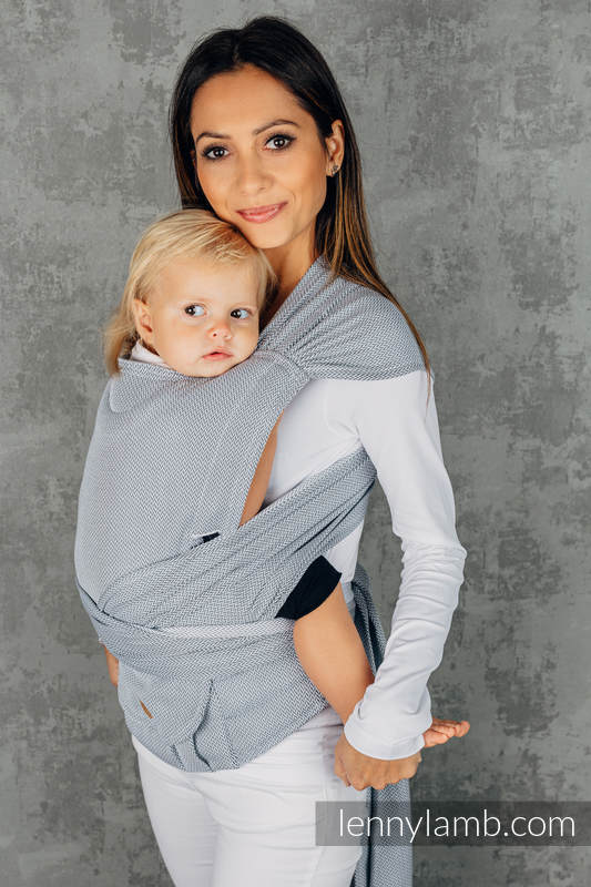 Lenny Lamb - My First Baby Carrier - LennyHybrid Half Buckle LITTLE HERRINGBONE GREY