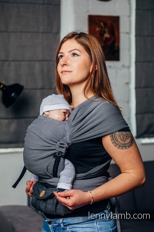 Lenny Lamb - LennyHybrid Half Buckle Carrier LITTLE HERRINGBONE OMBRE GREY