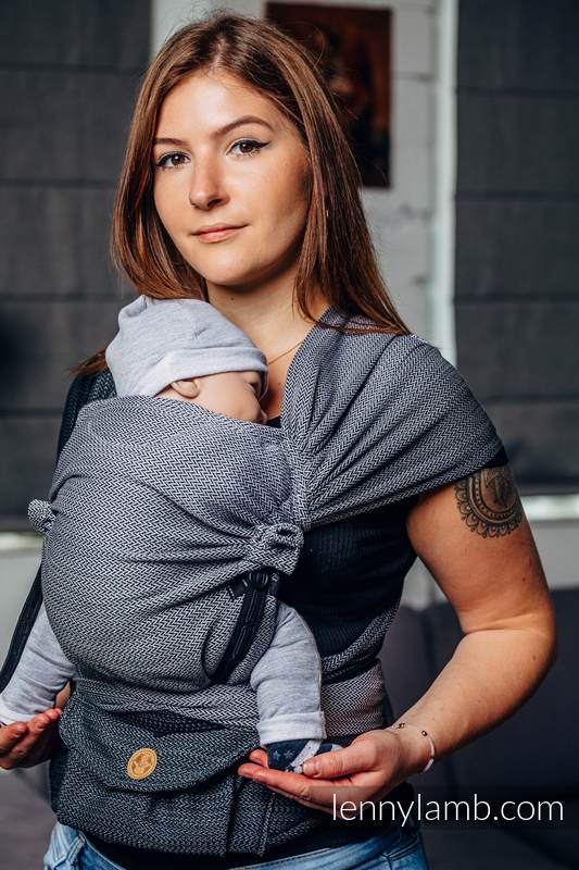 Lenny Lamb - LennyHybrid Half Buckle Carrier LITTLE HERRINGBONE OMBRE GREY