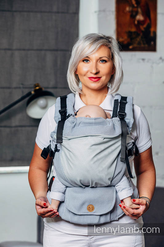 Lenny Lamb - My First Baby Carrier - LennyUpGrade with Mesh LITTLE HERRINGBONE GREY