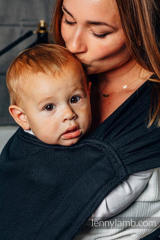 Lenny Lamb - My First Baby Carrier - LennyHybrid Half Buckle LITTLE HERRINGBONE EBONY BLACK