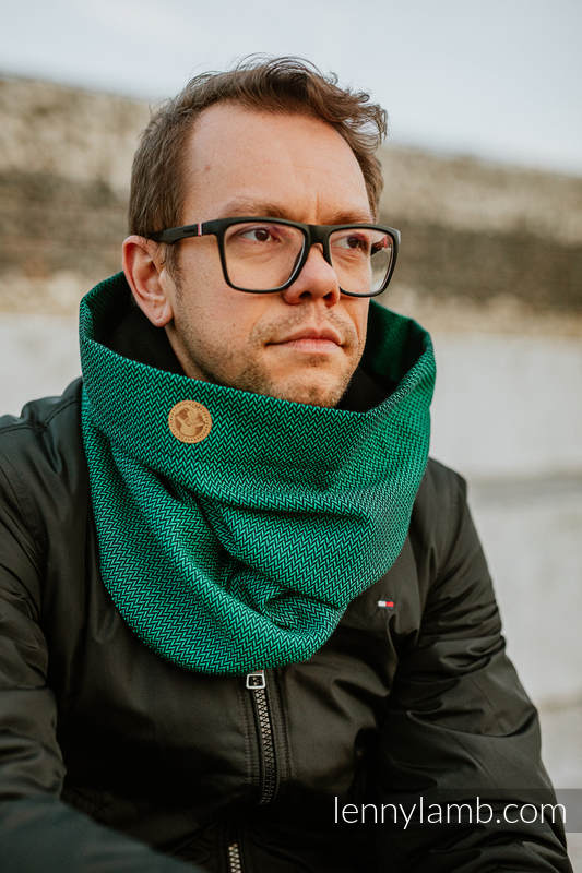 Lenny Lamb - Snood Scarf (100% cotton) - LITTLE HERRINGBONE EMERALD & BLACK LITTLE HERRINGBONE EMERALD BLACK Lenny Lamb - Snood Scarf (100% cotton) - LITTLE HERRINGBONE EMERALD & BLACK LITTLE HERRINGBONE EMERALD BLACK