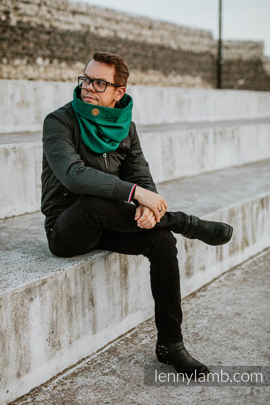 Lenny Lamb - Snood Scarf (100% cotton) - LITTLE HERRINGBONE EMERALD & BLACK LITTLE HERRINGBONE EMERALD BLACK