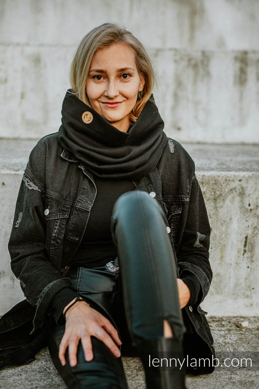 Lenny Lamb - Snood Scarf (100% cotton) - LITTLE HERRINGBONE EBONY BLACK & BLACK LITTLE HERRINGBONE EBONY BLACK BLACK Lenny Lamb - Snood Scarf (100% cotton) - LITTLE HERRINGBONE EBONY BLACK & BLACK LITTLE HERRINGBONE EBONY BLACK BLACK