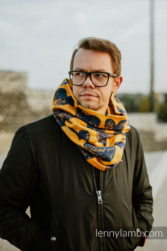 Lenny Lamb - Snood Scarf (100% cotton) - LOVKA MUSTARD & NAVY BLUE & ABMER LOVKA MUSTARD NAVY BLUE ABMER