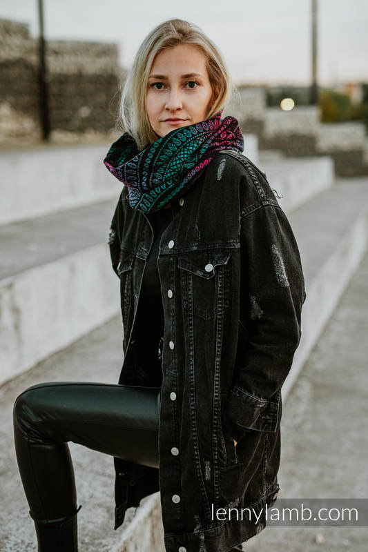 Lenny Lamb - Snood Scarf (Outer fabric - 60% cotton PEACOCK S TAIL BLACK OPAL BLACK