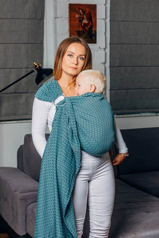 Lenny Lamb - Ring Sling - LITTLE LOVE AMAZONITE - 100% Cotton - Jacquard Weave -  with gathered shoulder - standard 1.8m LITTLE LOVE AMAZONITE