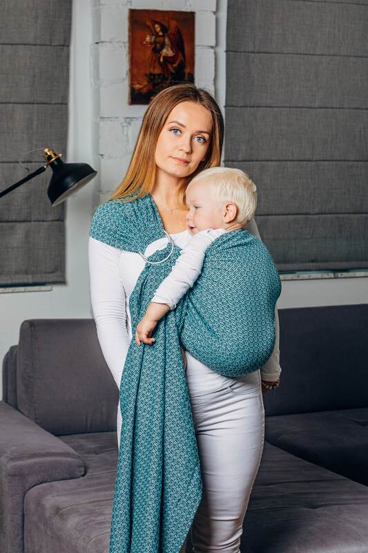Lenny Lamb - Ring Sling - LITTLE LOVE AMAZONITE - 100% Cotton - Jacquard Weave -  with gathered shoulder - standard 1.8m LITTLE LOVE AMAZONITE