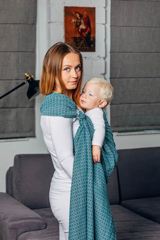 Lenny Lamb - Ring Sling - LITTLE LOVE AMAZONITE - 100% Cotton - Jacquard Weave -  with gathered shoulder - standard 1.8m LITTLE LOVE AMAZONITE