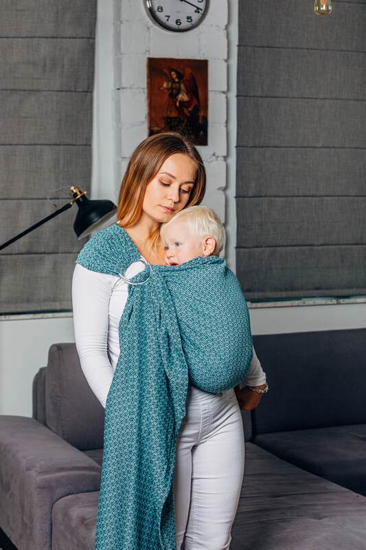Lenny Lamb - Ring Sling - LITTLE LOVE AMAZONITE - 100% Cotton - Jacquard Weave -  with gathered shoulder - standard 1.8m LITTLE LOVE AMAZONITE