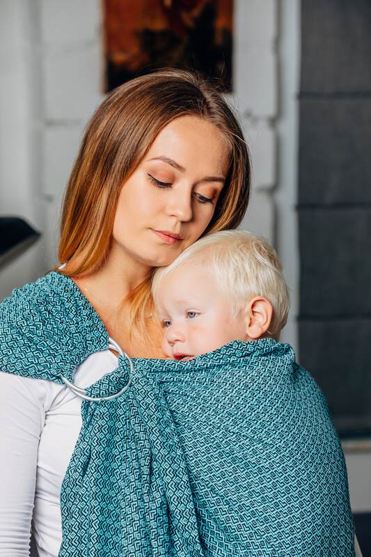 Lenny Lamb - Ring Sling - LITTLE LOVE AMAZONITE - 100% Cotton - Jacquard Weave -  with gathered shoulder - standard 1.8m LITTLE LOVE AMAZONITE