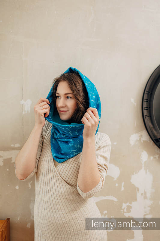 Lenny Lamb - Snood Scarf (Outer fabric - 72% cotton LOVE HORMONES LOVE OCEAN TURQUOISE
