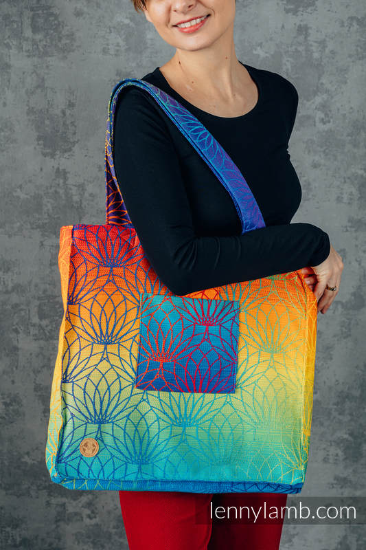 Lenny Lamb - Shoulder bag made of wrap fabric (100% cotton) - RAINBOW LOTUS - standard size 37cmx37cm RAINBOW LOTUS