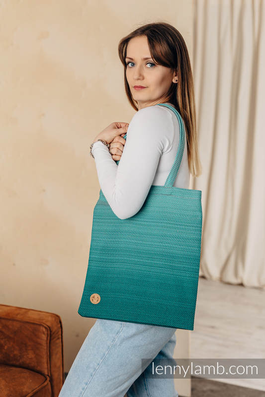 Lenny Lamb - Shopping bag made of wrap fabric (100% cotton) - LITTLE HERRINGBONE OMBRE GREEN LITTLE HERRINGBONE OMBRE GREEN Lenny Lamb - Shopping bag made of wrap fabric (100% cotton) - LITTLE HERRINGBONE OMBRE GREEN LITTLE HERRINGBONE OMBRE GREEN