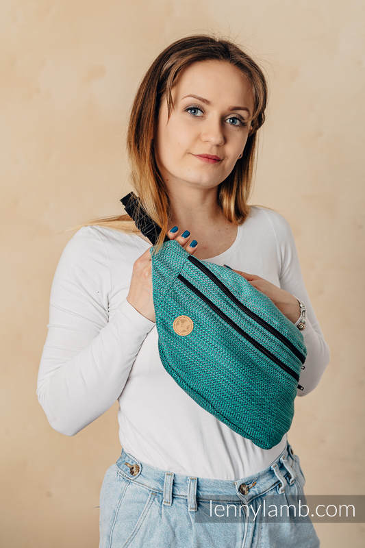 Lenny Lamb - Waist Bag made of woven fabric LITTLE HERRINGBONE OMBRE GREEN Lenny Lamb - Waist Bag made of woven fabric LITTLE HERRINGBONE OMBRE GREEN