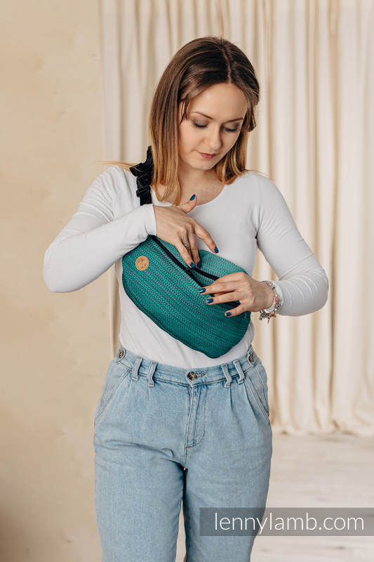 Lenny Lamb - Waist Bag made of woven fabric LITTLE HERRINGBONE OMBRE GREEN