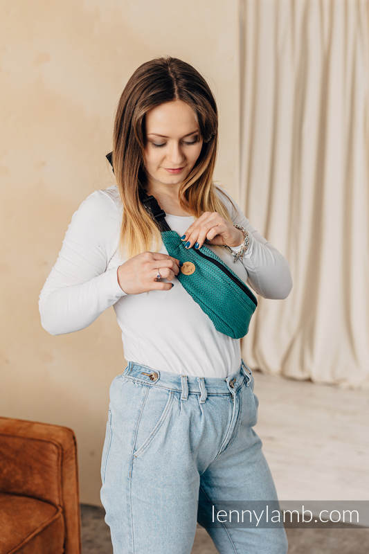 Lenny Lamb - Waist Bag made of woven fabric LITTLE HERRINGBONE OMBRE GREEN
