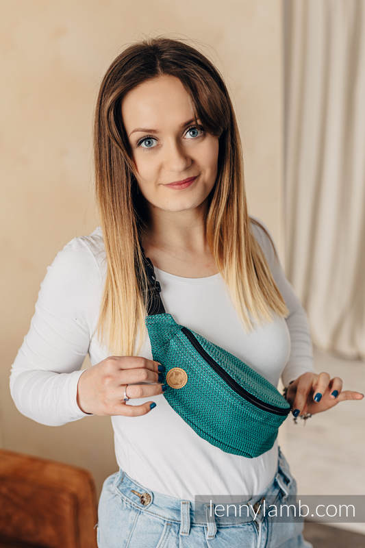 Lenny Lamb - Waist Bag made of woven fabric LITTLE HERRINGBONE OMBRE GREEN Lenny Lamb - Waist Bag made of woven fabric LITTLE HERRINGBONE OMBRE GREEN
