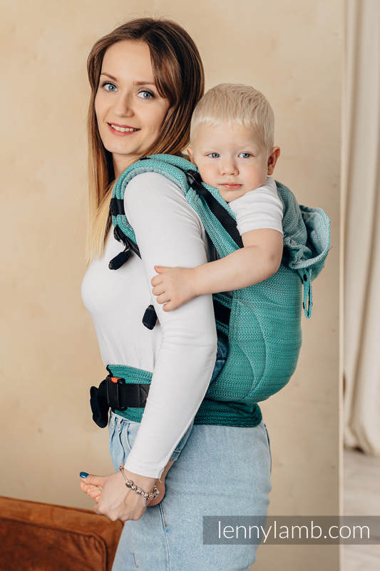 Lenny Lamb - Ергономична раница LennyGo LITTLE HERRINGBONE OMBRE GREEN
