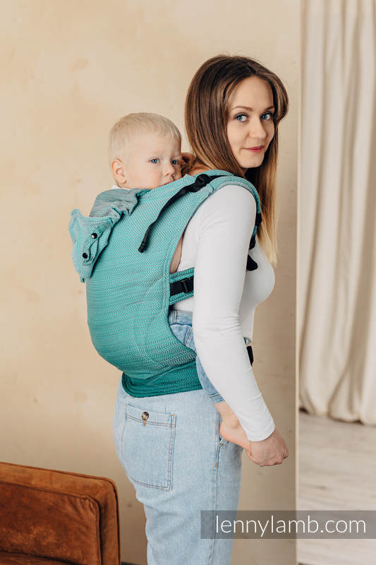 Lenny Lamb - Ергономична раница LennyGo LITTLE HERRINGBONE OMBRE GREEN