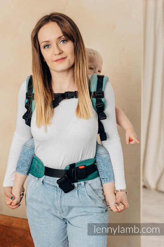 Lenny Lamb - Ергономична раница LennyGo LITTLE HERRINGBONE OMBRE GREEN