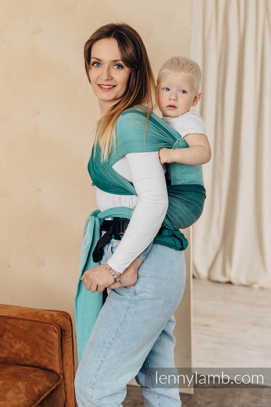 Lenny Lamb - LennyHybrid Half Buckle Carrier LITTLE HERRINGBONE OMBRE GREEN Lenny Lamb - LennyHybrid Half Buckle Carrier LITTLE HERRINGBONE OMBRE GREEN