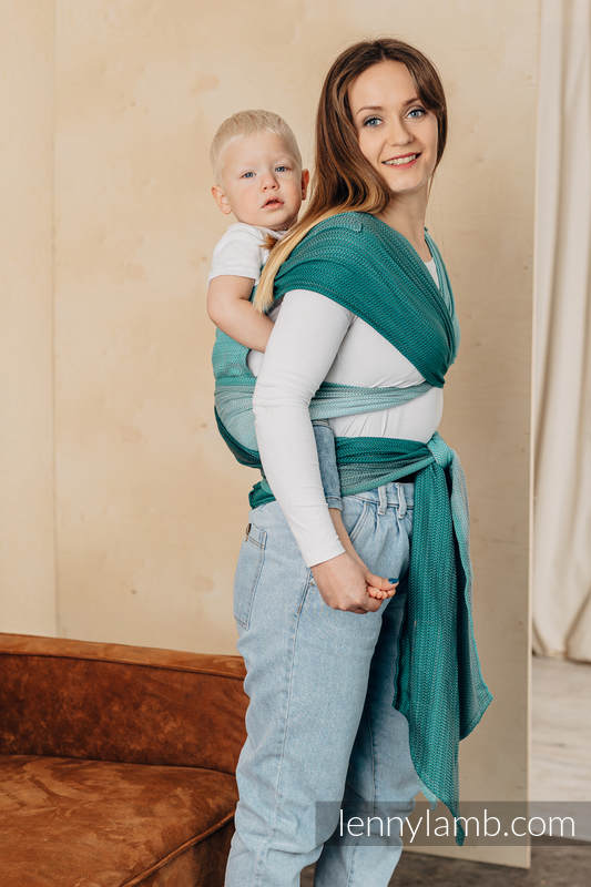Lenny Lamb - LennyHybrid Half Buckle Carrier LITTLE HERRINGBONE OMBRE GREEN