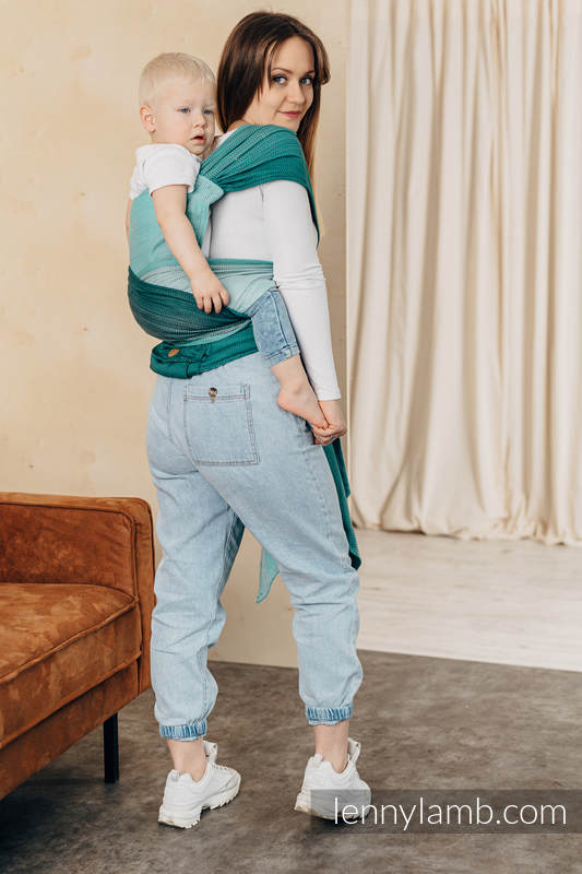 Lenny Lamb - LennyHybrid Half Buckle Carrier LITTLE HERRINGBONE OMBRE GREEN