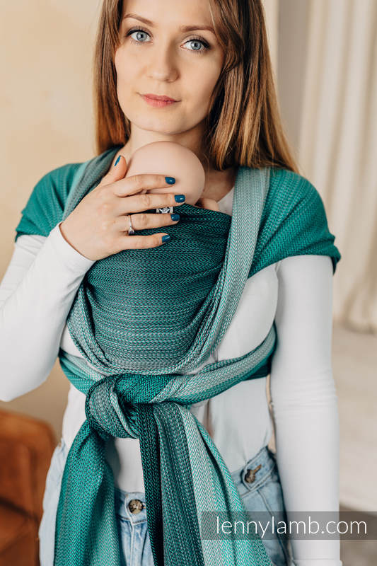 Lenny Lamb - Baby sling for babies with low birthweight LITTLE HERRINGBONE OMBRE GREEN L