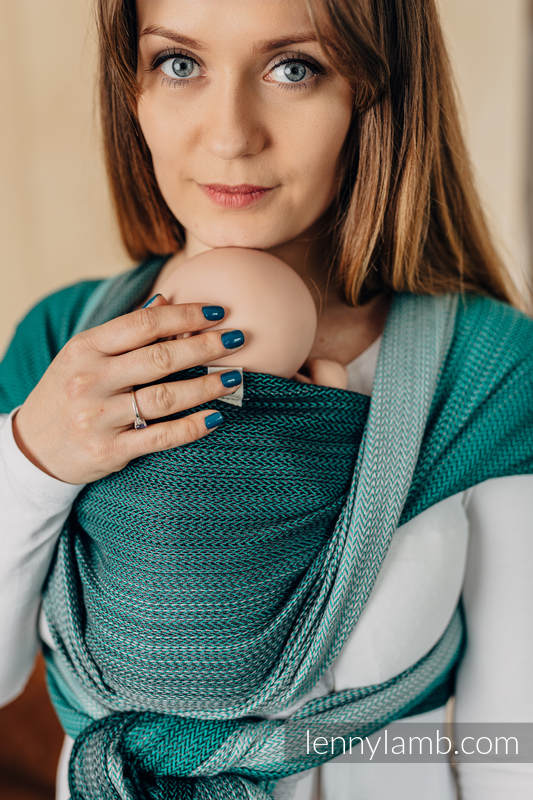 Lenny Lamb - Baby sling for babies with low birthweight LITTLE HERRINGBONE OMBRE GREEN L