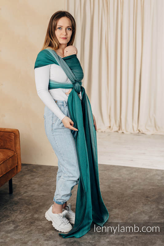 Lenny Lamb - Baby sling for babies with low birthweight LITTLE HERRINGBONE OMBRE GREEN L
