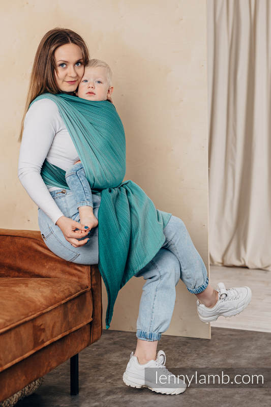 Lenny Lamb - Тъкан слинг-шал LITTLE HERRINGBONE OMBRE GREEN XL
