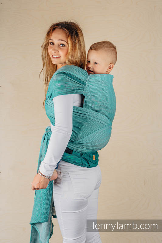 Lenny Lamb - LennyHybrid Half Buckle Carrier LITTLE HERRINGBONE OMBRE GREEN Lenny Lamb - LennyHybrid Half Buckle Carrier LITTLE HERRINGBONE OMBRE GREEN