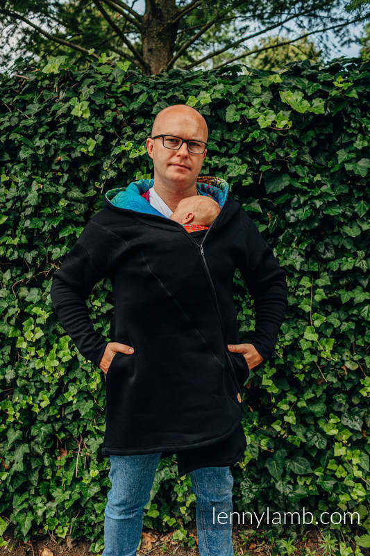 Lenny Lamb - Asymmetrical Hoodie - Black with Rainbow Lotus - size XXL XXL Lenny Lamb - Asymmetrical Hoodie - Black with Rainbow Lotus - size XXL XXL