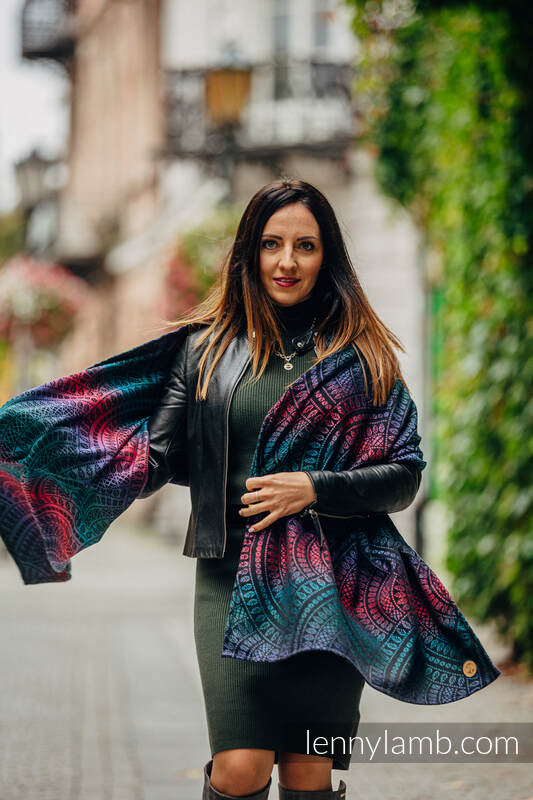 Lenny Lamb - Shawl made of wrap fabric (60% cotton PEACOCK S TAIL BLACK OPAL Lenny Lamb - Shawl made of wrap fabric (60% cotton PEACOCK S TAIL BLACK OPAL