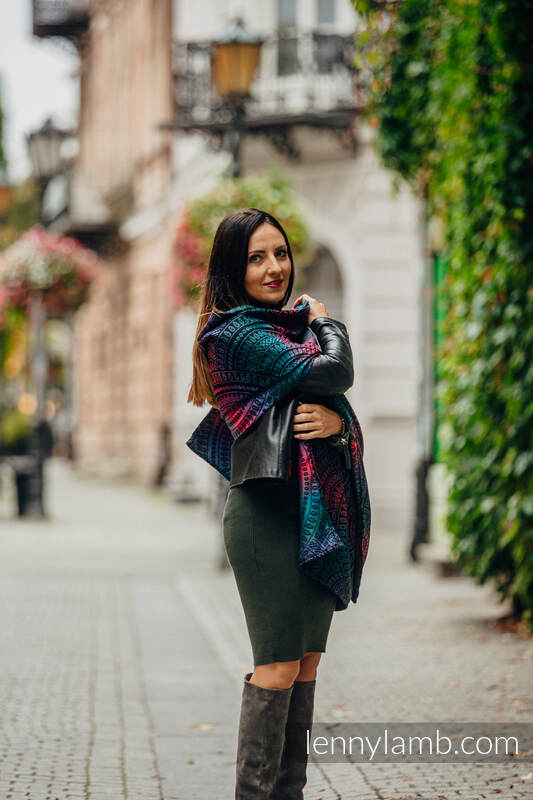 Lenny Lamb - Shawl made of wrap fabric (60% cotton PEACOCK S TAIL BLACK OPAL