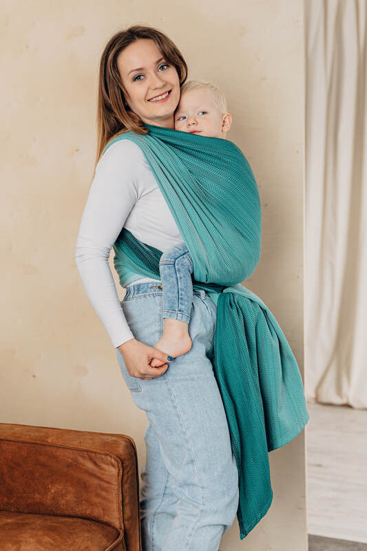 Lenny Lamb - Тъкан слинг-шал LITTLE HERRINGBONE OMBRE GREEN L B