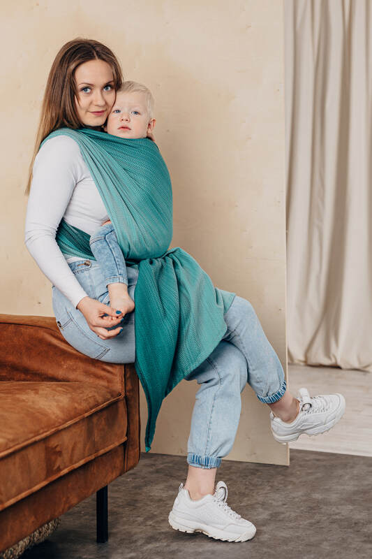 Lenny Lamb - Тъкан слинг-шал LITTLE HERRINGBONE OMBRE GREEN L B