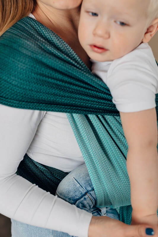 Lenny Lamb - Тъкан слинг-шал LITTLE HERRINGBONE OMBRE GREEN L B