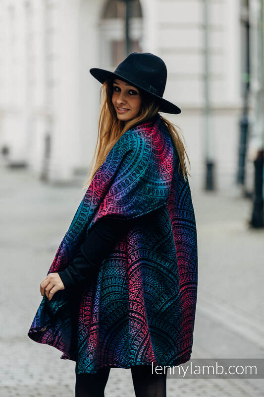 Lenny Lamb - Long Cardigan - size 2XL/3XL - PEACOCK'S TAIL - BLACK OPAL (65% cotton PEACOCK S TAIL BLACK OPAL
