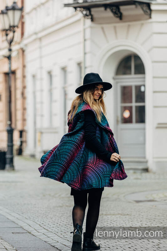 Lenny Lamb - Long Cardigan - size 2XL/3XL - PEACOCK'S TAIL - BLACK OPAL (65% cotton PEACOCK S TAIL BLACK OPAL