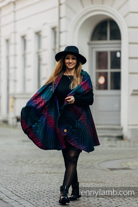 Lenny Lamb - Long Cardigan - size 2XL/3XL - PEACOCK'S TAIL - BLACK OPAL (65% cotton PEACOCK S TAIL BLACK OPAL