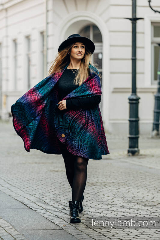 Lenny Lamb - Long Cardigan - size 2XL/3XL - PEACOCK'S TAIL - BLACK OPAL (65% cotton PEACOCK S TAIL BLACK OPAL