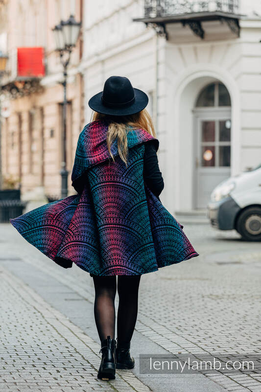 Lenny Lamb - Long Cardigan - size L/XL - PEACOCK'S TAIL - BLACK OPAL (65% cotton L XL PEACOCK S TAIL BLACK OPAL
