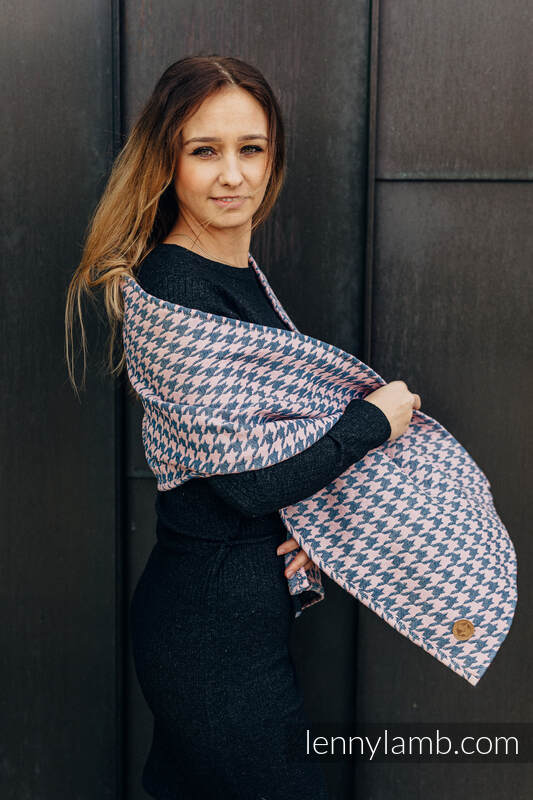 Lenny Lamb - LennyScarf - 40% cotton 21 % baby alpaka 21 % angora 18% mulberry silk - Pepitka Grey & Pink 